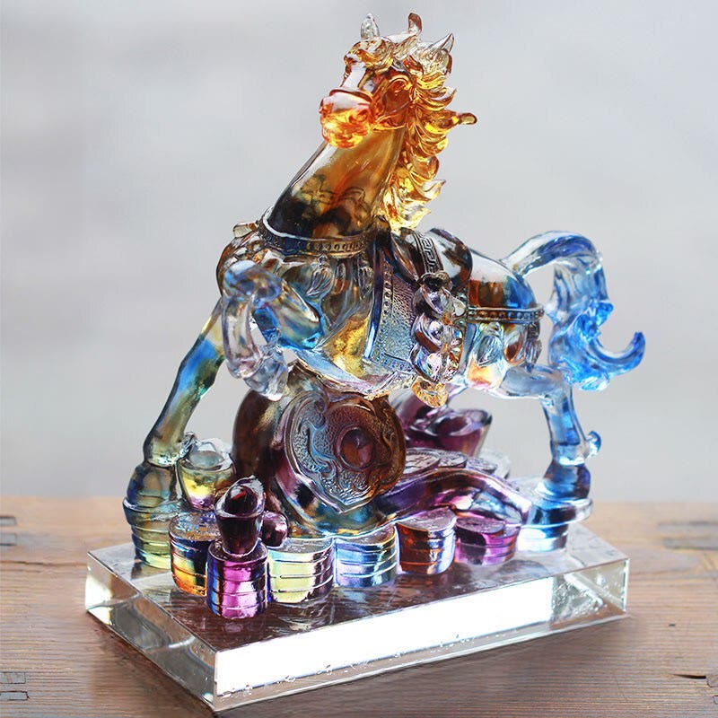 Buddha Stones Rok Konia Rzeźbiony Koń Ruyi Liuli Kryształowy Dzieło Sztuki Dobrobyt Dekoracja Domu i Biura - image 6