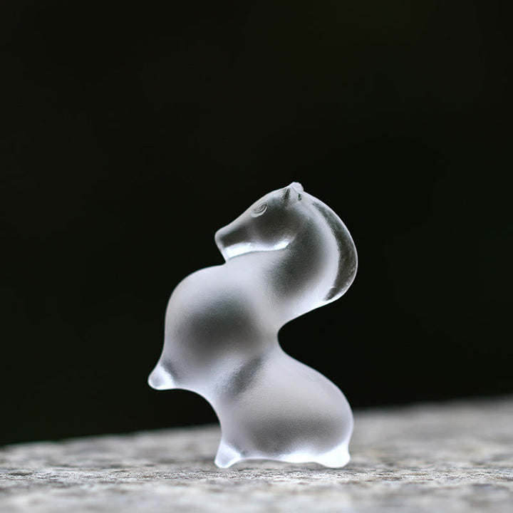 Buddha Stones Rok Konia Strąk Lotosu Liść Lotosu Kryształ Liuli Dzieło Sztuki Dekoracja Energetyczna Do Domu i Biura - image 19