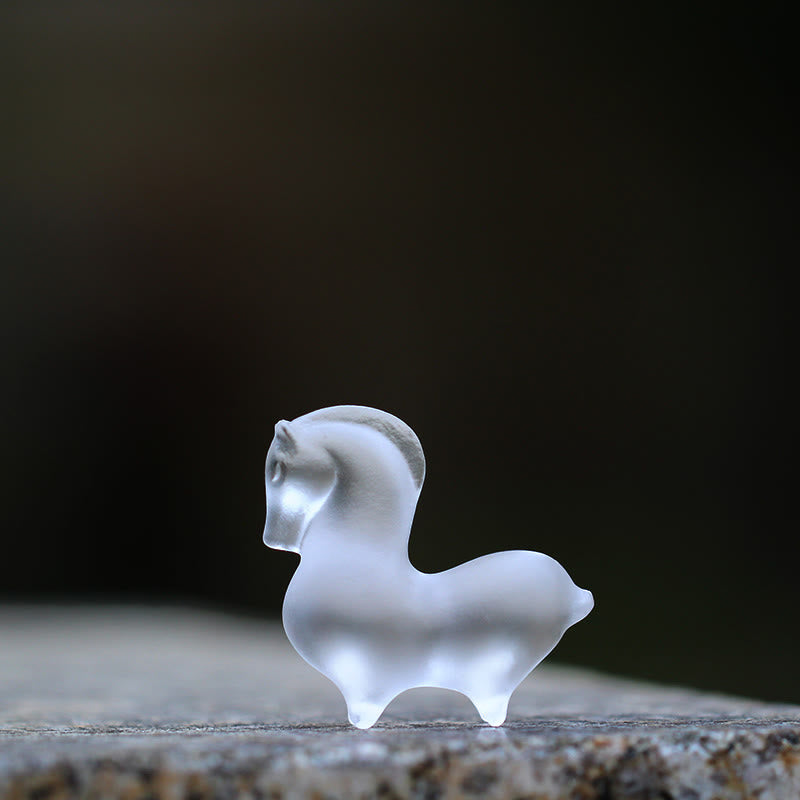 Buddha Stones Rok Konia Strąk Lotosu Liść Lotosu Kryształ Liuli Dzieło Sztuki Dekoracja Energetyczna Do Domu i Biura - Koń 4,5*2*4,2 cm - image 18