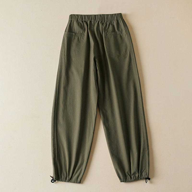 Spodnie damskie cargo z bawełny Buddha Stones Fall Drawstring o długości 7-8 z kieszeniami i sznurkiem - image 10