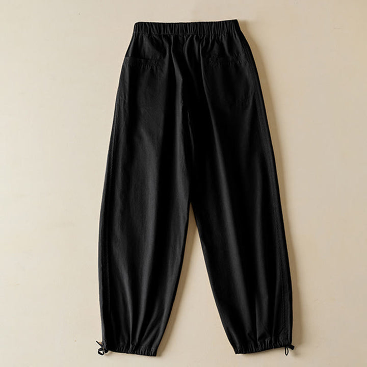 Spodnie damskie cargo z bawełny Buddha Stones Fall Drawstring o długości 7-8 z kieszeniami i sznurkiem - image 12