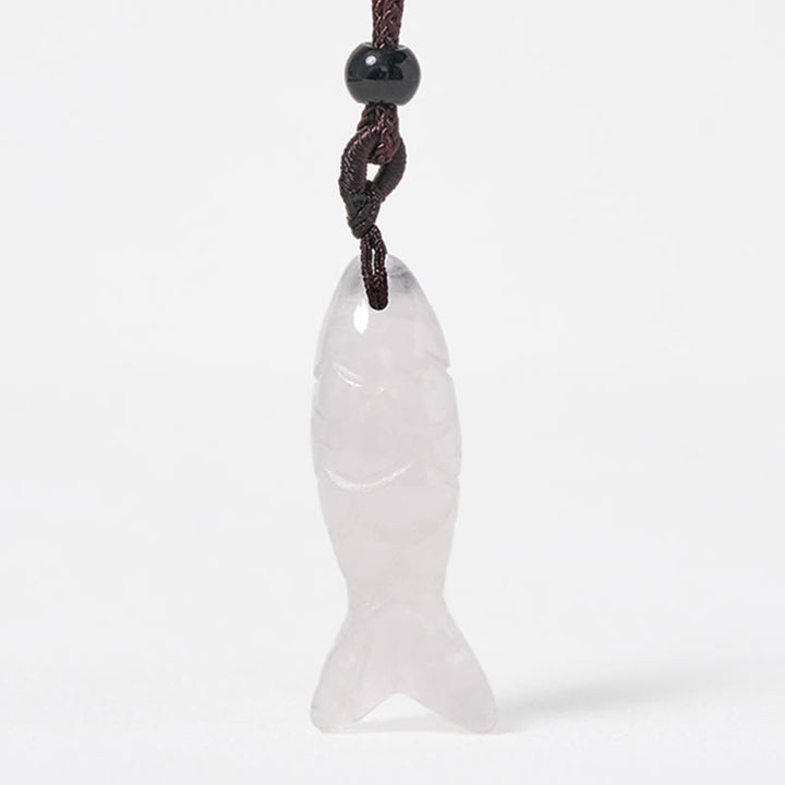 Rzeźba z Buddha Stones z rybą Koi w kolorze różowym, indyjskim agatem i ametystem, naszyjnik z wisiorkiem, symbolizujący ciepło i dobrobyt - image 49