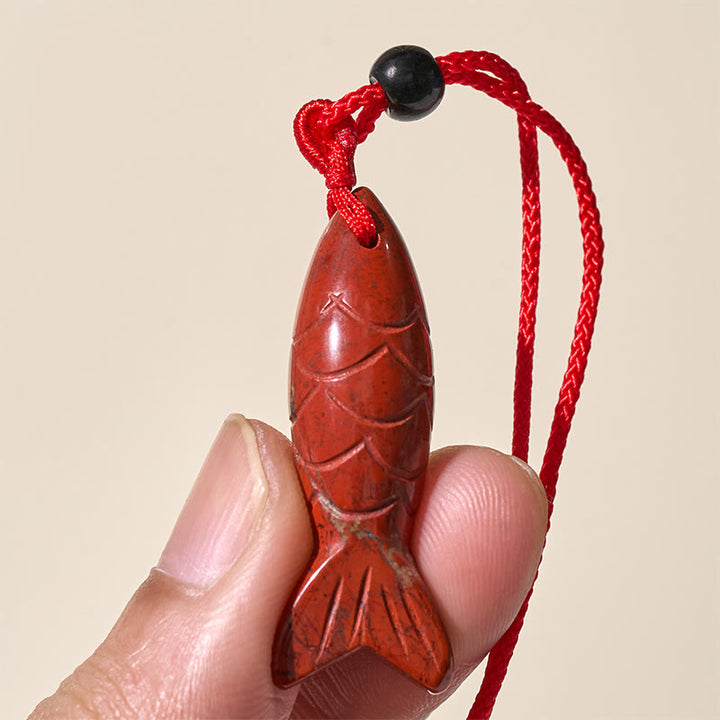 Rzeźba z Buddha Stones z rybą Koi w kolorze różowym, indyjskim agatem i ametystem, naszyjnik z wisiorkiem, symbolizujący ciepło i dobrobyt - image 24