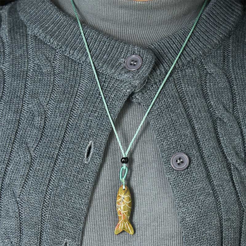 Rzeźba z Buddha Stones z rybą Koi w kolorze różowym, indyjskim agatem i ametystem, naszyjnik z wisiorkiem, symbolizujący ciepło i dobrobyt - image 61