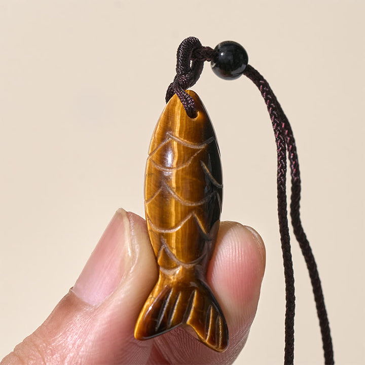 Rzeźba z Buddha Stones z rybą Koi w kolorze różowym, indyjskim agatem i ametystem, naszyjnik z wisiorkiem, symbolizujący ciepło i dobrobyt - image 30