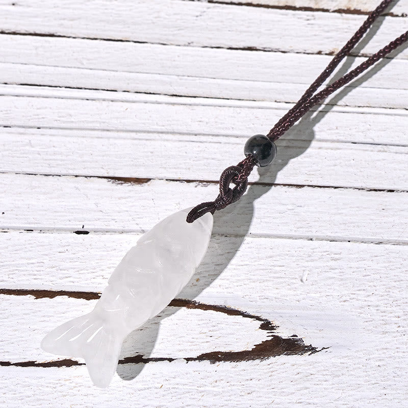 Rzeźba z Buddha Stones z rybą Koi w kolorze różowym, indyjskim agatem i ametystem, naszyjnik z wisiorkiem, symbolizujący ciepło i dobrobyt - Biały kryształ (rozmiar wisiorka: 15*40 mm) - image 48