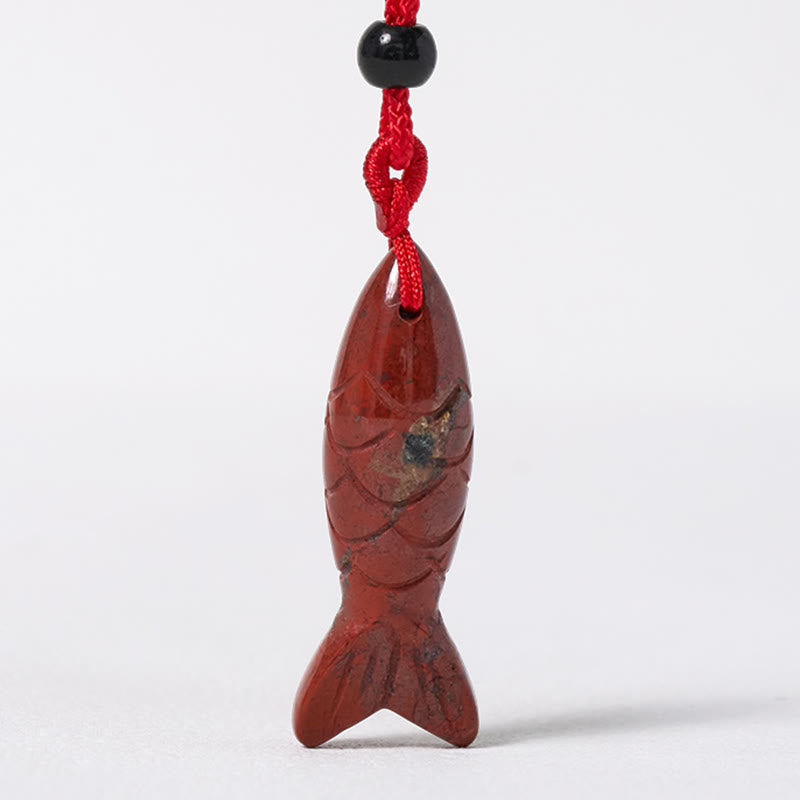 Rzeźba z Buddha Stones z rybą Koi w kolorze różowym, indyjskim agatem i ametystem, naszyjnik z wisiorkiem, symbolizujący ciepło i dobrobyt - image 23