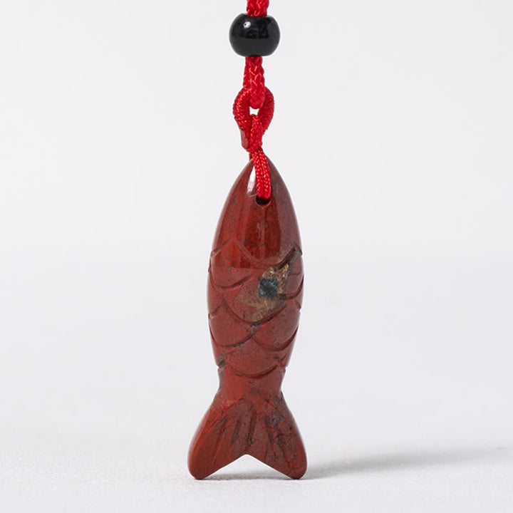 Rzeźba z Buddha Stones z rybą Koi w kolorze różowym, indyjskim agatem i ametystem, naszyjnik z wisiorkiem, symbolizujący ciepło i dobrobyt - image 23
