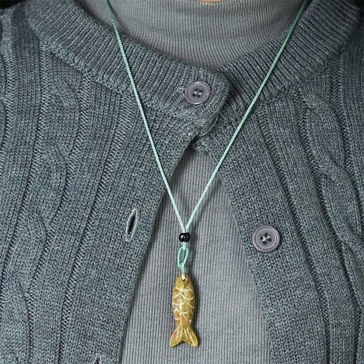 Rzeźba z Buddha Stones z rybą Koi w kolorze różowym, indyjskim agatem i ametystem, naszyjnik z wisiorkiem, symbolizujący ciepło i dobrobyt - image 61