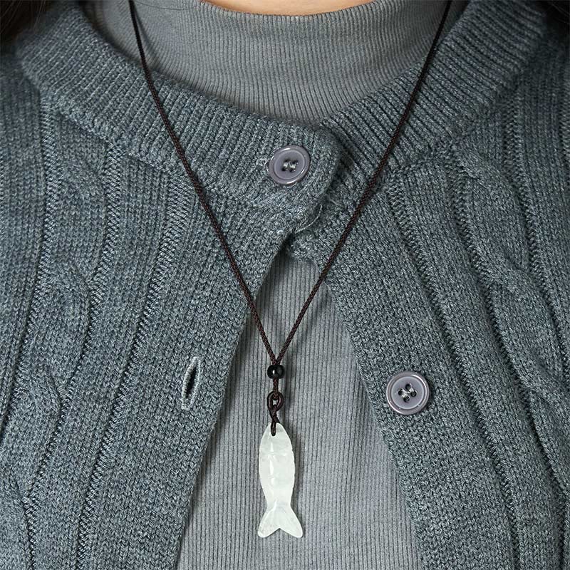 Rzeźba z Buddha Stones z rybą Koi w kolorze różowym, indyjskim agatem i ametystem, naszyjnik z wisiorkiem, symbolizujący ciepło i dobrobyt - image 51