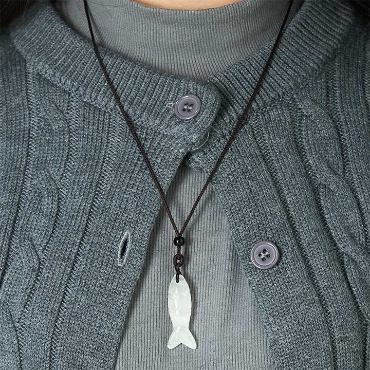 Rzeźba z Buddha Stones z rybą Koi w kolorze różowym, indyjskim agatem i ametystem, naszyjnik z wisiorkiem, symbolizujący ciepło i dobrobyt - image 51