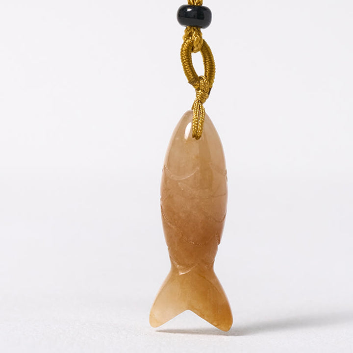 Rzeźba z Buddha Stones z rybą Koi w kolorze różowym, indyjskim agatem i ametystem, naszyjnik z wisiorkiem, symbolizujący ciepło i dobrobyt - image 18