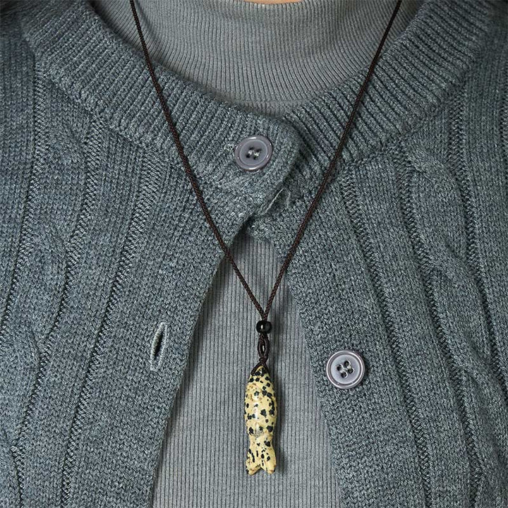 Rzeźba z Buddha Stones z rybą Koi w kolorze różowym, indyjskim agatem i ametystem, naszyjnik z wisiorkiem, symbolizujący ciepło i dobrobyt - image 36