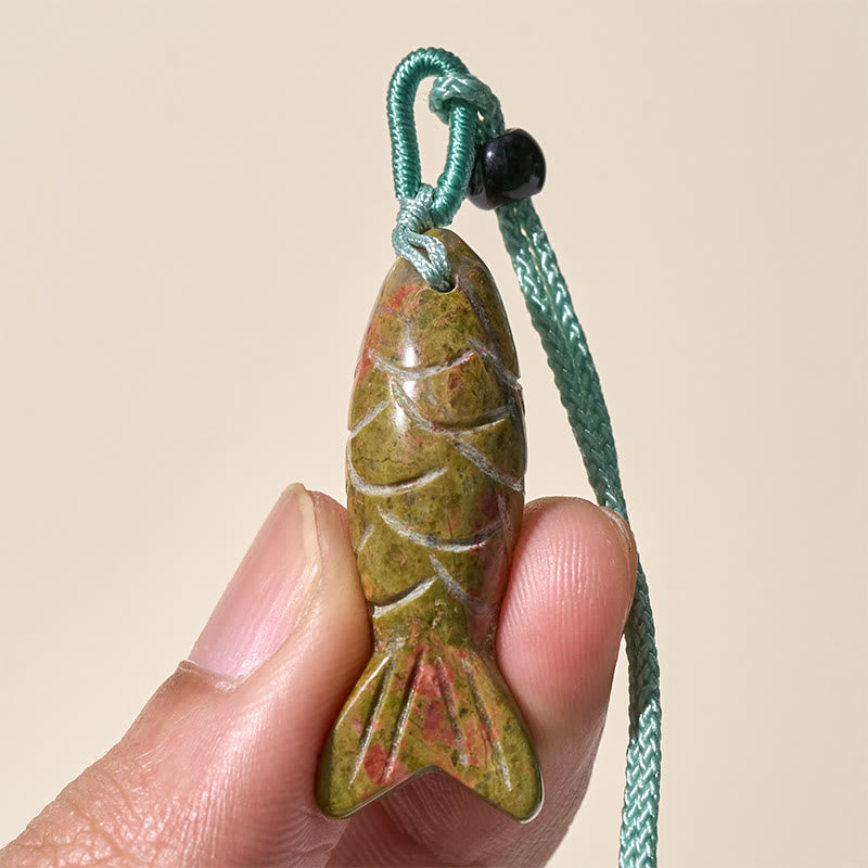 Rzeźba z Buddha Stones z rybą Koi w kolorze różowym, indyjskim agatem i ametystem, naszyjnik z wisiorkiem, symbolizujący ciepło i dobrobyt - image 60