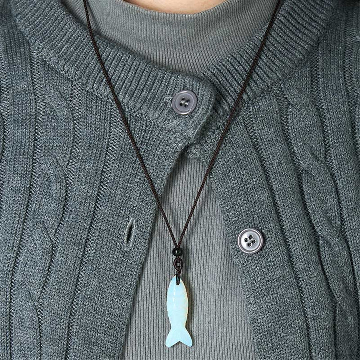 Rzeźba z Buddha Stones z rybą Koi w kolorze różowym, indyjskim agatem i ametystem, naszyjnik z wisiorkiem, symbolizujący ciepło i dobrobyt - image 56