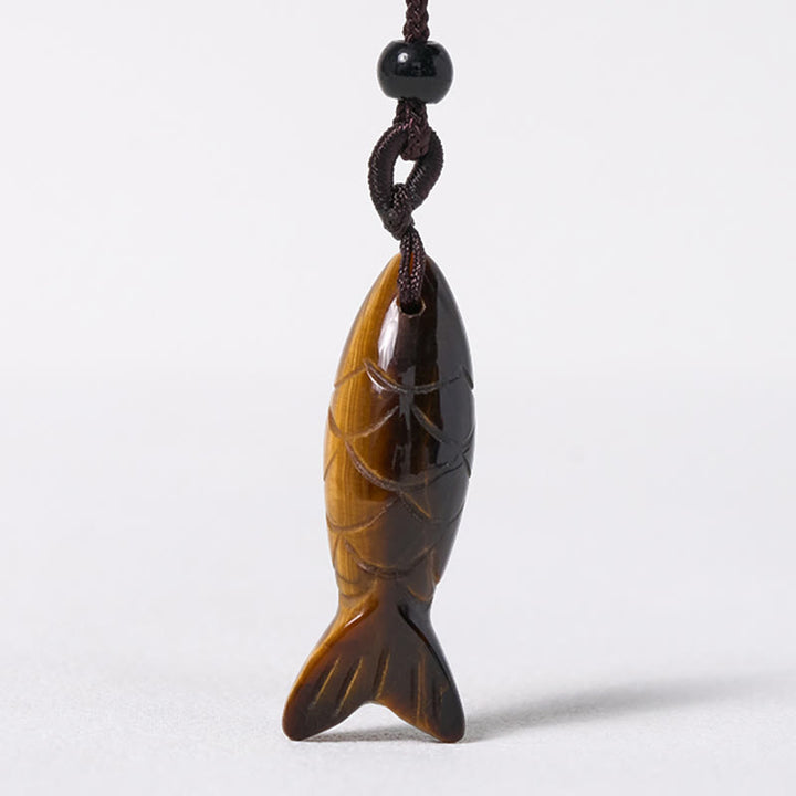 Rzeźba z Buddha Stones z rybą Koi w kolorze różowym, indyjskim agatem i ametystem, naszyjnik z wisiorkiem, symbolizujący ciepło i dobrobyt - image 29