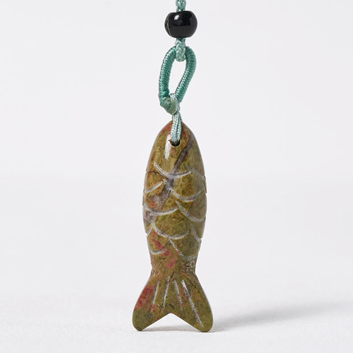 Rzeźba z Buddha Stones z rybą Koi w kolorze różowym, indyjskim agatem i ametystem, naszyjnik z wisiorkiem, symbolizujący ciepło i dobrobyt - image 59