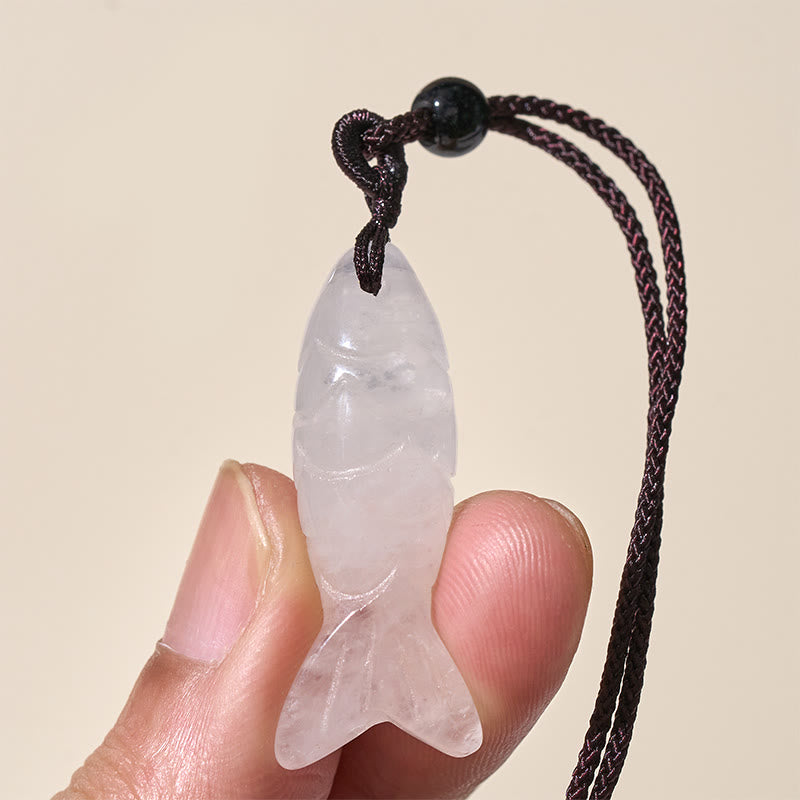 Rzeźba z Buddha Stones z rybą Koi w kolorze różowym, indyjskim agatem i ametystem, naszyjnik z wisiorkiem, symbolizujący ciepło i dobrobyt - image 50