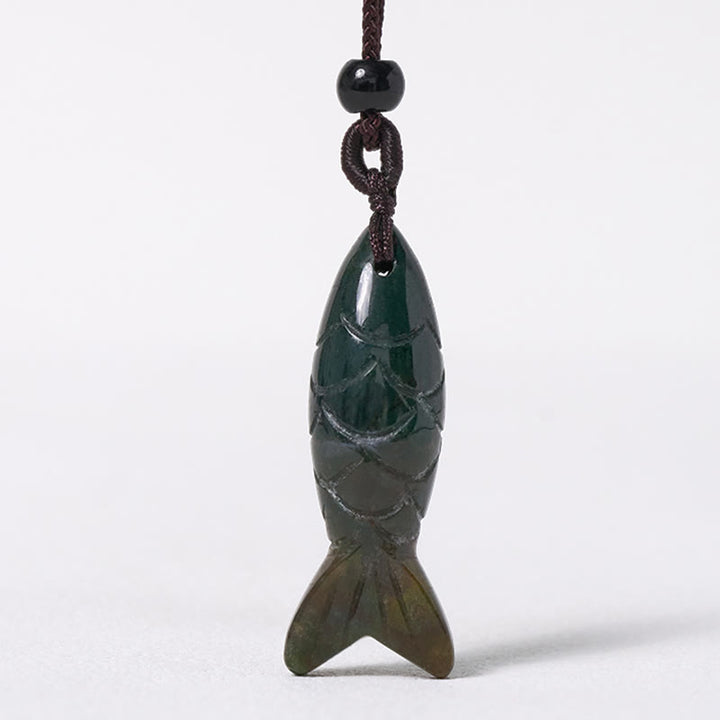Rzeźba z Buddha Stones z rybą Koi w kolorze różowym, indyjskim agatem i ametystem, naszyjnik z wisiorkiem, symbolizujący ciepło i dobrobyt - image 8