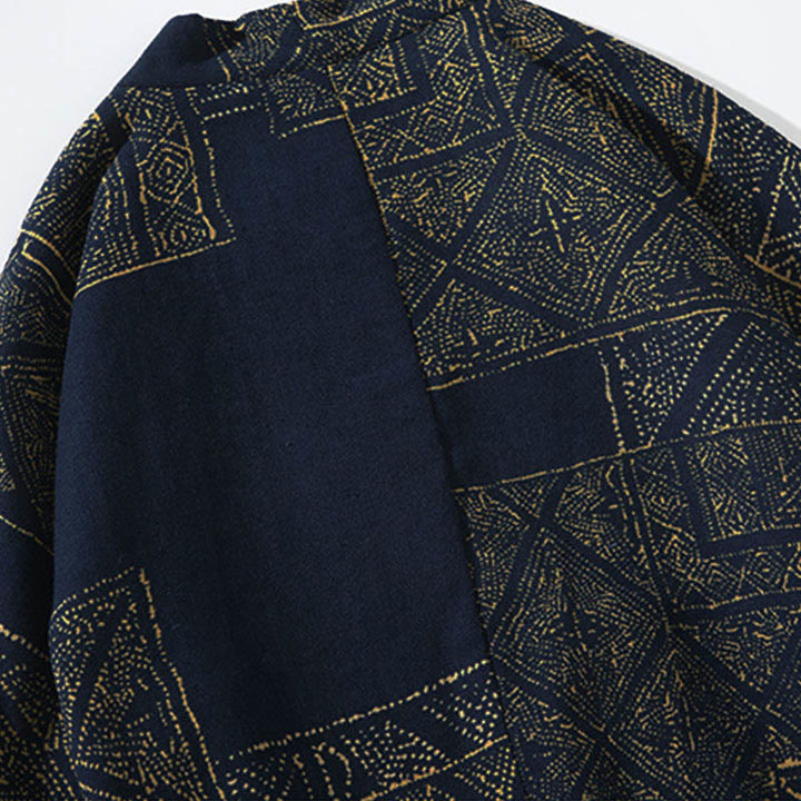 Buddha Stones, geometryczne, kwiatowe paski, motyle, atrament, kurtka męska kimono z otwartym przodem i krótkim rękawem - image 4