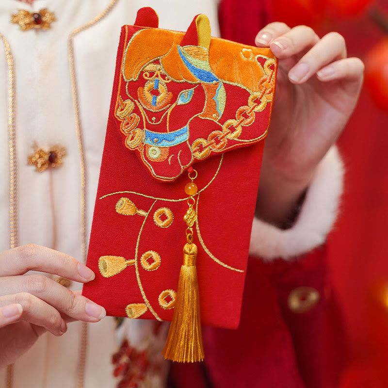 Haft Buddha Stones Rok Konia 2026 Nowy Rok Chwost Chińska Czerwona Koperta - Chwost koński (22*10,7 cm) - image 0