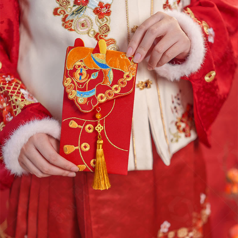 Haft Buddha Stones Rok Konia 2026 Nowy Rok Chwost Chińska Czerwona Koperta - image 1