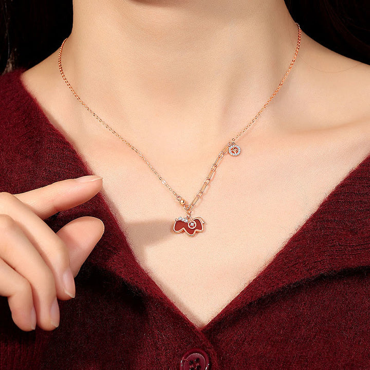 Naszyjnik z Buddha Stones z roku konia, z czerwonego agatu, ze srebra próby 925, dodający pewności siebie - image 3