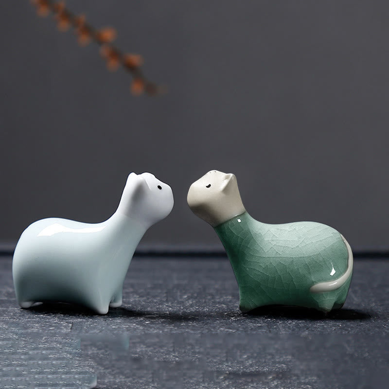 Buddha Stones Chiński Zodiak Ceramiczna Herbata Zwierzę Dom Dekoracja - image 36