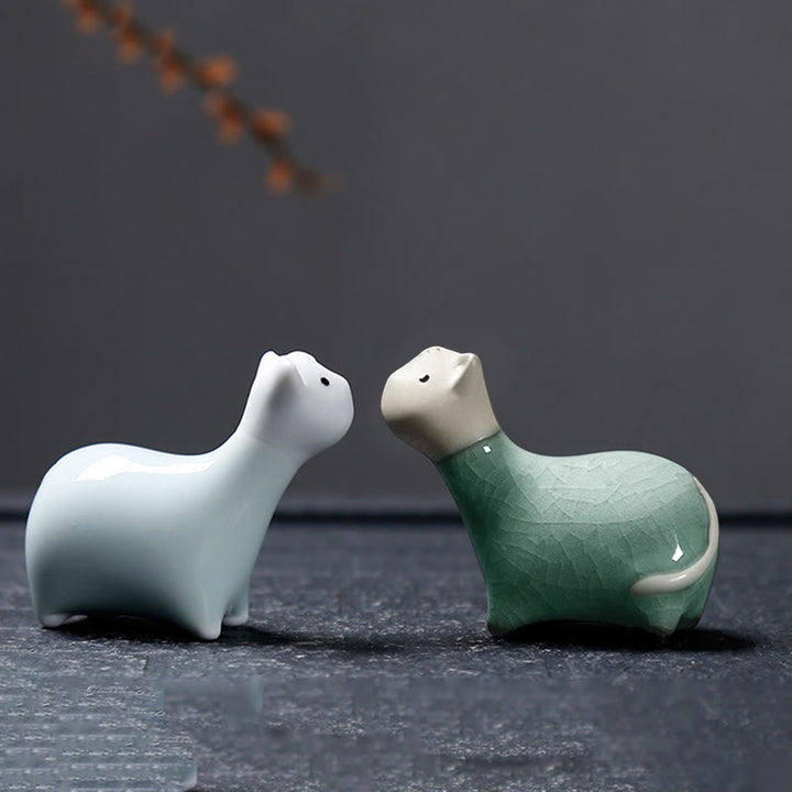 Buddha Stones Chiński Zodiak Ceramiczna Herbata Zwierzę Dom Dekoracja - image 36