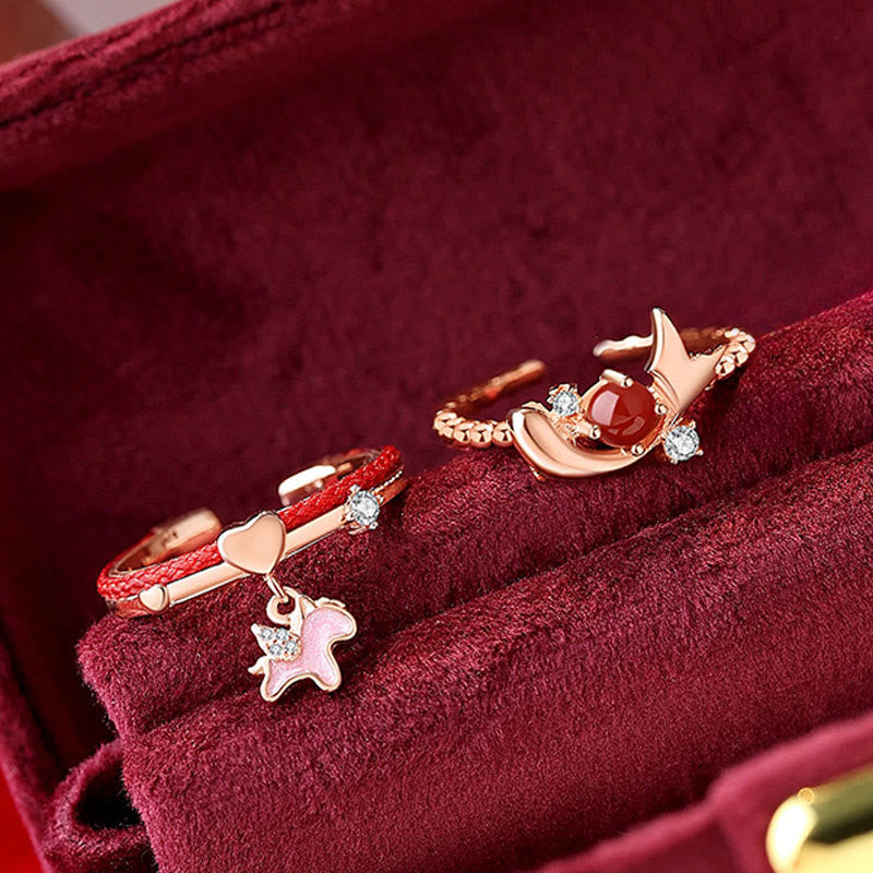 Pierścień szczęścia z czerwonym sznurkiem z Buddha Stones ze srebra próby 925 - image 4