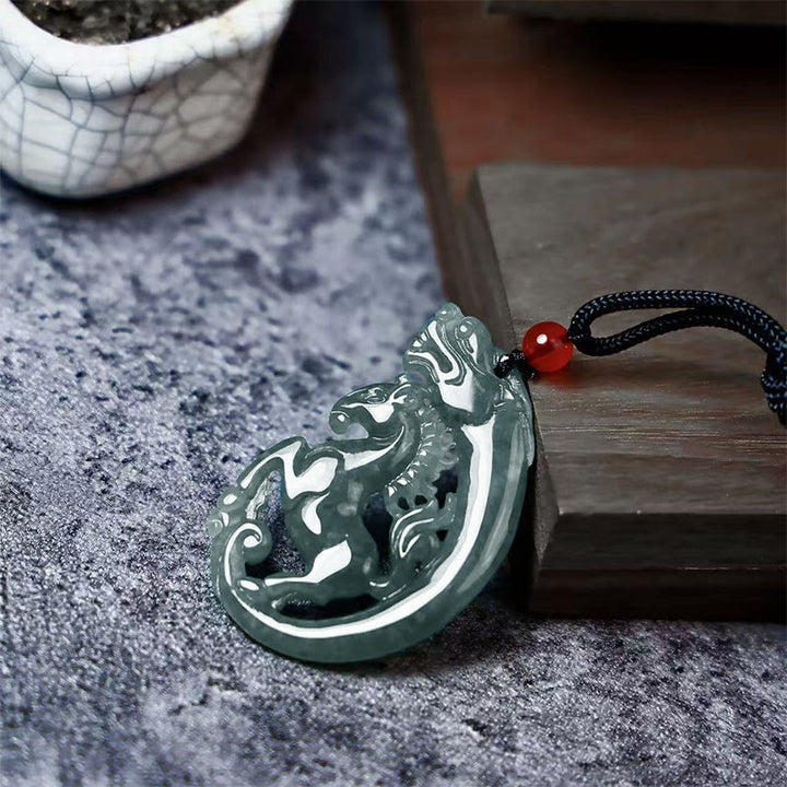 Buddha Stones z roku konia i smoka z jadeitu, przynoszący szczęście - image 1