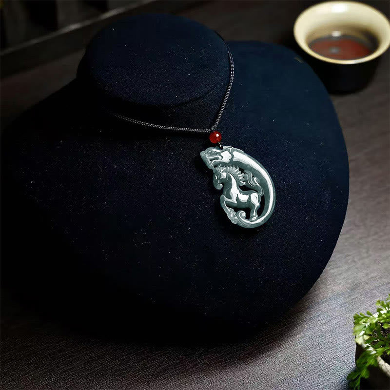 Buddha Stones z roku konia i smoka z jadeitu, przynoszący szczęście - image 2