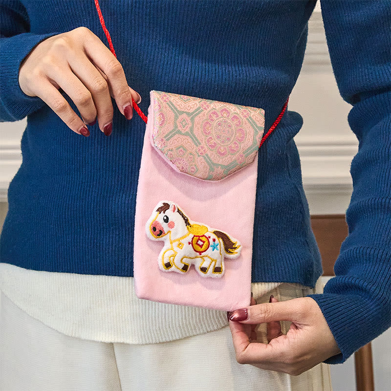 Buddha Stones Rok Konia 2026 Nowy Rok Fu Charakter Sztabka Wzór Haft Chińska Czerwona Koperta - image 4