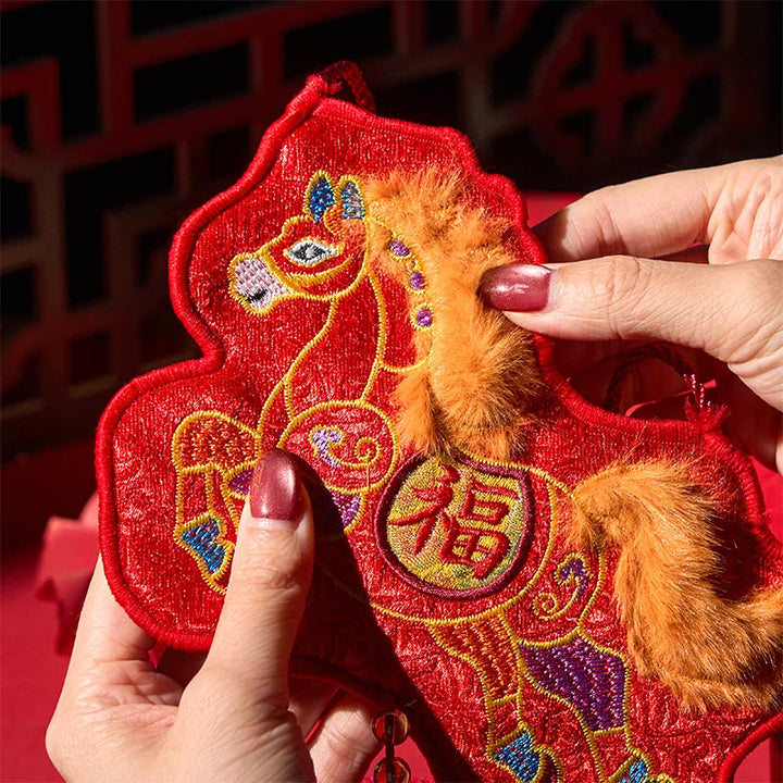 Buddha Stones Rok Konia 2026 Nowy Rok Fu Charakter Haft Chwost Chińska Czerwona Koperta - image 5