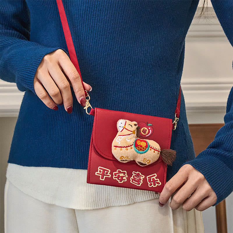 Buddha Stones Rok Konia 2026 Nowy Rok Fu Postać Pokój Radość Torba na ramię Czerwona koperta - image 10