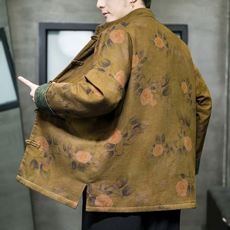 Buddha Stones Kwiat Żaba-guzik Tang Suit Bawełniana męska kurtka Koszula  - image 17