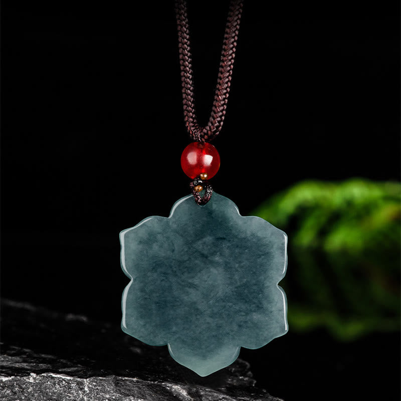 Buddha Stones Naszyjnik z jadeitu z kwiatem brzoskwini i wisiorkiem na temat dobrobytu - image 7