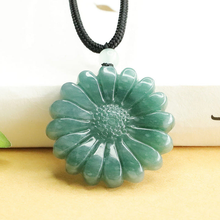 Buddha Stones Naszyjnik z wisiorkiem z jadeitu słonecznikowego - Jadeit - image 0