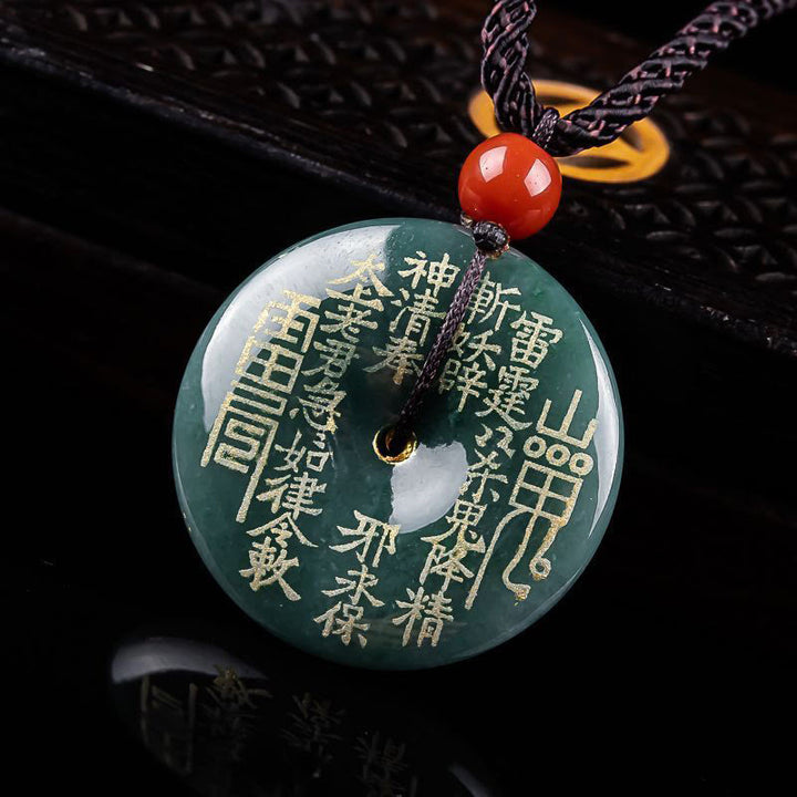 Buddha Stones Naszyjnik z jadeitu z klamrą "Mountain Ghosts Spend Money Peace Buckle" z wisiorkiem - image 2