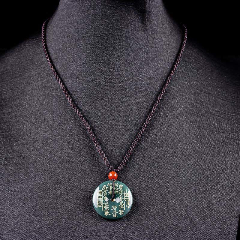 Buddha Stones Naszyjnik z jadeitu z klamrą "Mountain Ghosts Spend Money Peace Buckle" z wisiorkiem - image 3