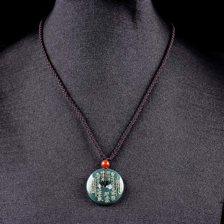 Buddha Stones Naszyjnik z jadeitu z klamrą "Mountain Ghosts Spend Money Peace Buckle" z wisiorkiem - image 3