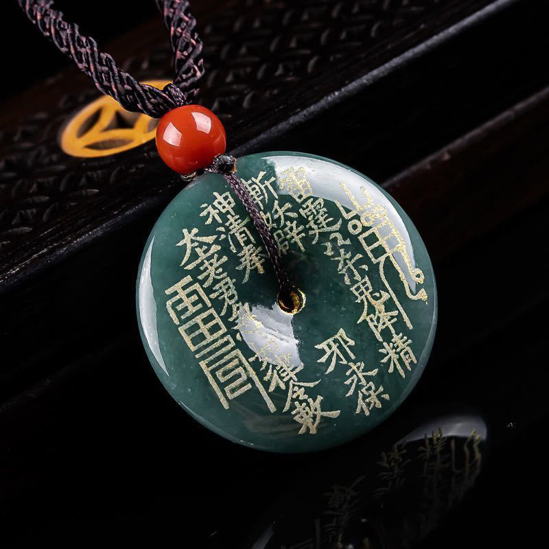 Buddha Stones Naszyjnik z jadeitu z klamrą "Mountain Ghosts Spend Money Peace Buckle" z wisiorkiem - image 1
