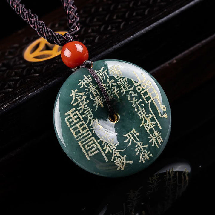 Buddha Stones Naszyjnik z jadeitu z klamrą "Mountain Ghosts Spend Money Peace Buckle" z wisiorkiem - image 1
