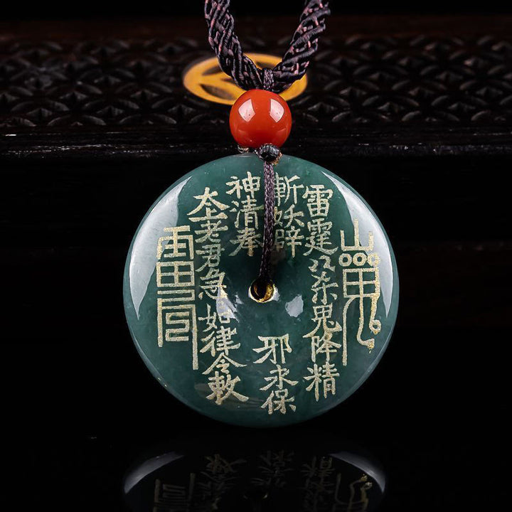 Buddha Stones Naszyjnik z jadeitu z klamrą "Mountain Ghosts Spend Money Peace Buckle" z wisiorkiem - Jadeit - image 0