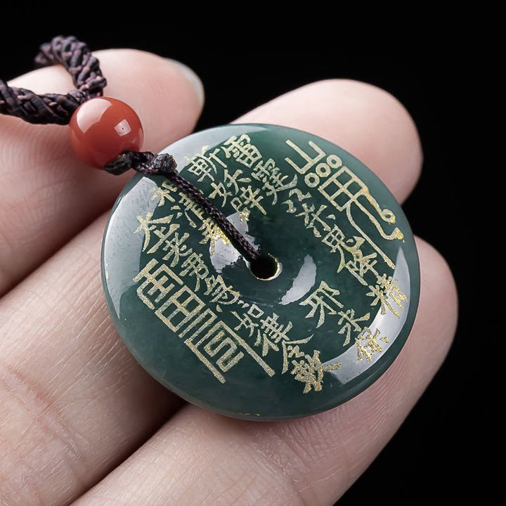 Buddha Stones Naszyjnik z jadeitu z klamrą "Mountain Ghosts Spend Money Peace Buckle" z wisiorkiem - image 4