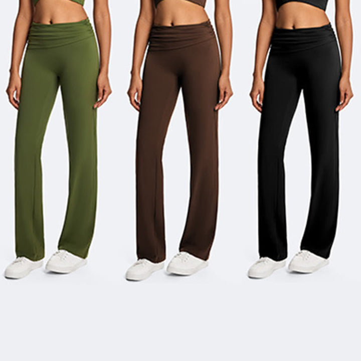 Buddha Stones Solid Crop Halter Backless Sleeveless Top Straight Leg Pants do uprawiania sportu, fitnessu i jogi - image 30