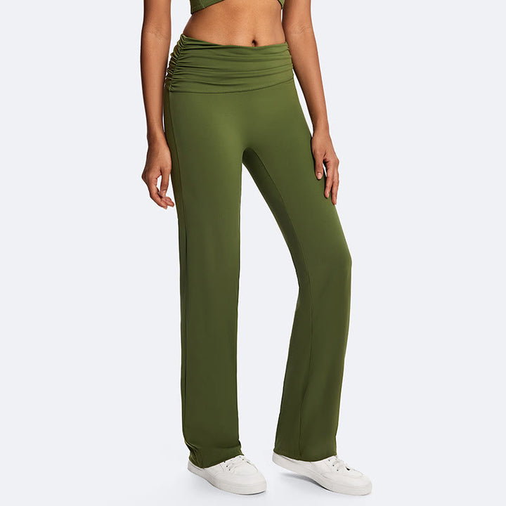 Buddha Stones Solid Crop Halter Backless Sleeveless Top Straight Leg Pants do uprawiania sportu, fitnessu i jogi - OliveDrab (tylko spodnie) - US14, UK/AU18, EU46 (2XL) - image 10