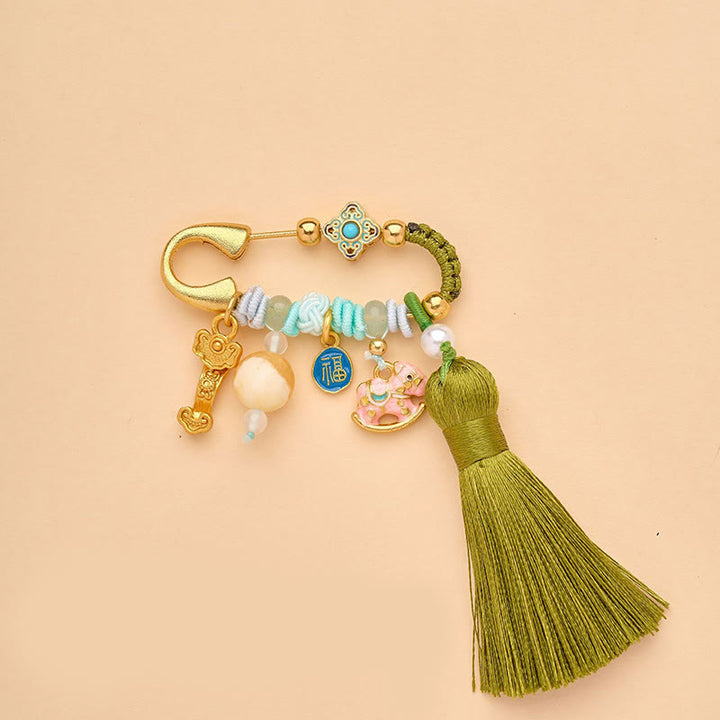 Buddha Stones Rok Konia Fu Postać Lotos Przyciąga Szczęście Ruyi Uchwyt Klamra Pokoju Broszka Szczęścia - Koń postaci Ruyi Fu - image 9