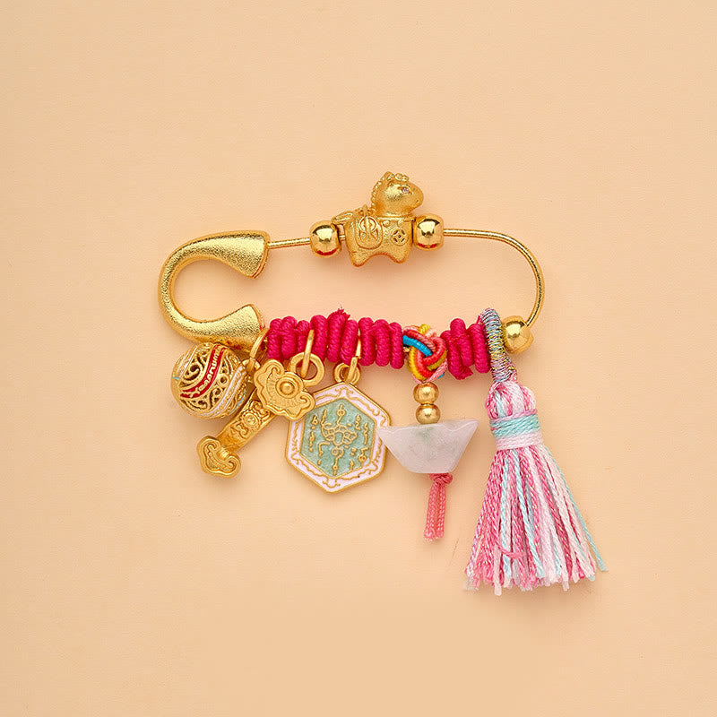 Buddha Stones Rok Konia Fu Postać Lotos Przyciąga Szczęście Ruyi Uchwyt Klamra Pokoju Broszka Szczęścia - Koń Ruyi - image 10