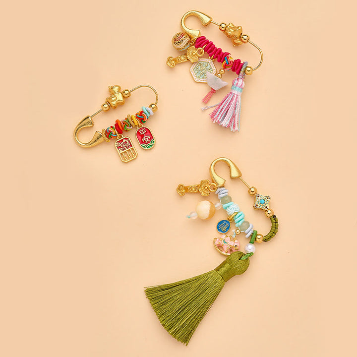 Buddha Stones Rok Konia Fu Postać Lotos Przyciąga Szczęście Ruyi Uchwyt Klamra Pokoju Broszka Szczęścia - image 17